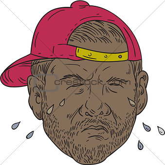 African-American Rapper Crying Drawing