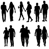Couples man and woman silhouettes on a white background. Vector illustration