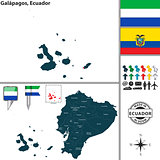 Map of Galapagos, Ecuador