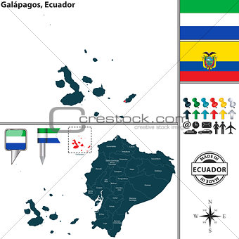 Map of Galapagos, Ecuador