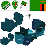 Map of Zambia with Named Provinces