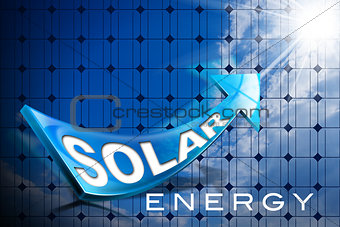 Solar Energy - Blue Arrow and Solar Panel