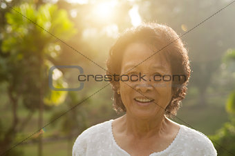 Asian seniors woman at outdoor