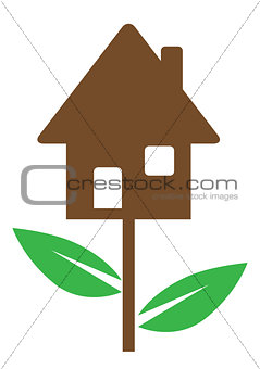 House and green leaves
