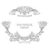 Vector vintage frame with floral ornament on white background.