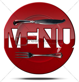 Red Plate Menu - Symbol with Cutlery