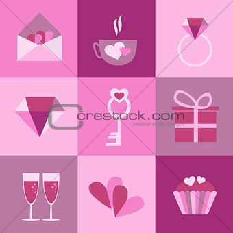 set of icons for Valentines day, Mothers day, wedding