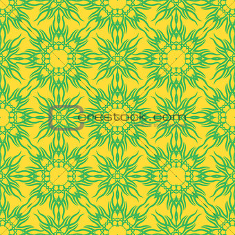 Yellow Decorative Retro Seamless Pattern.