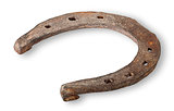 Old rusty horseshoe horizontally inverted