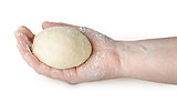 Piece of dough in human hand
