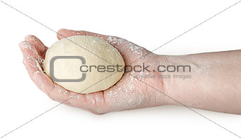 Piece of dough in human hand