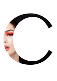 C letter beauty makeup girl creative fashion font