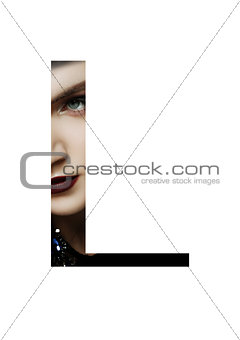 L letter beauty makeup girl creative fashion font