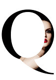 Q letter beauty makeup girl creative fashion font