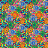 Seamless pattern with multicolor geometric flowers 