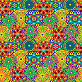 Seamless pattern with colourful geometric flowers