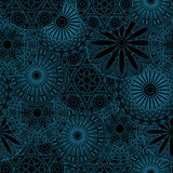 Lacy seamless floral pattern in blue and black