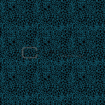 Lacy geometric seamless pattern in blue and black
