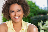 Happy African American Woman Smiling Outside