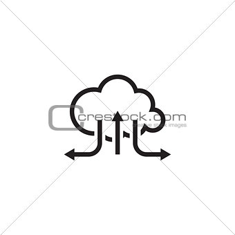 Online Cloud Solutions. Flat Design Icon.