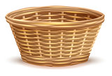 Empty wicker basket without handles