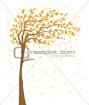Tree with falling leaves