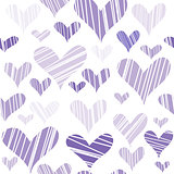 Hatched hearts seamless background