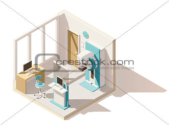 Vector isometric low poly mammography room
