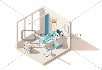 Vector isometric low poly ultrasound room