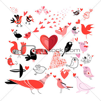 Beautiful set of graphics much in love with birds
