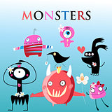 Set of different funny monsters