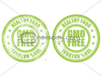 Grunge rubber stamp with inscription GMO free natural bio food