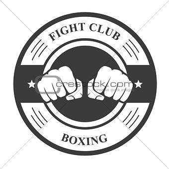 Fight club emblem with two fists - boxing club badge