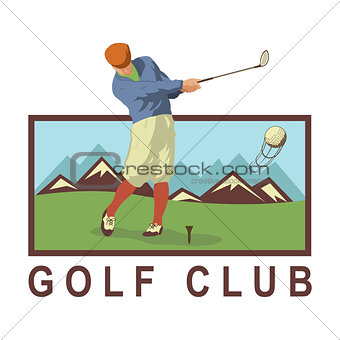 Vintage golf poster with a golf player