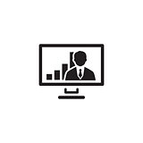 Video Conference Icon. Business Concept. Flat Design.