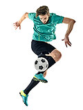 soccer player man jungling isolated white background