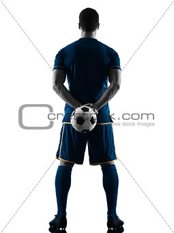 soccer player man standing back  silhouette isolated