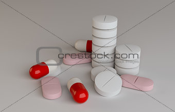Heap of Pills, on gradient background