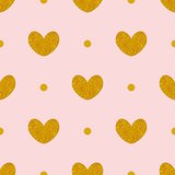 Tile vector pattern with golden hearts