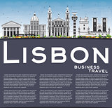 Lisbon Skyline with Gray Buildings, Blue Sky and Copy Space. 