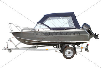 Motor boat with awning