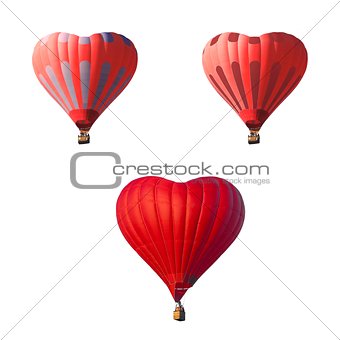 Red air balloon in the shape of a heart isolated on a white background