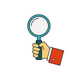 Holding magnifying glass flat line