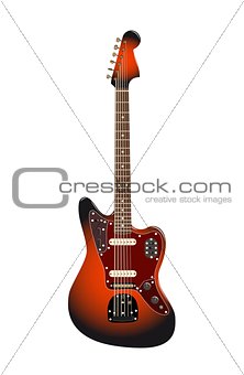 Vintage electric rock guitar in color