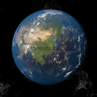 Asia seen from space 3d illustration