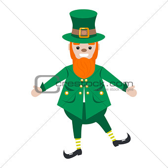Irish St. Patrick leprechaun character vector illustration.