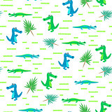 Seamless crocodile kid cartoon vector pattern.