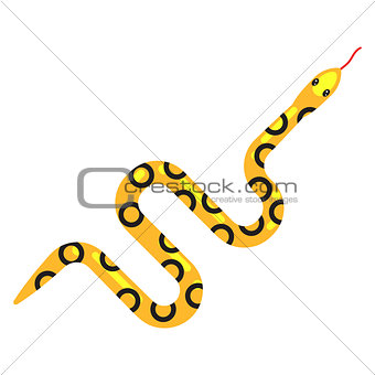 Yellow spotted snake cartoon vector illustration on white.