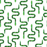 Green snake on white seamless pattern vector.