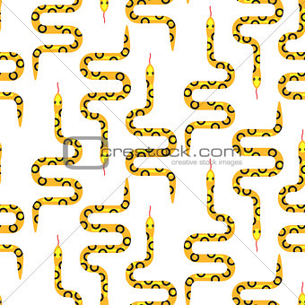 Yellow snake on white seamless pattern vector.